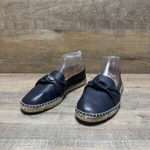 Talbots Izzy Knot Nappy Espadrille Blue Leather Slip On Shoes Women's Size 8